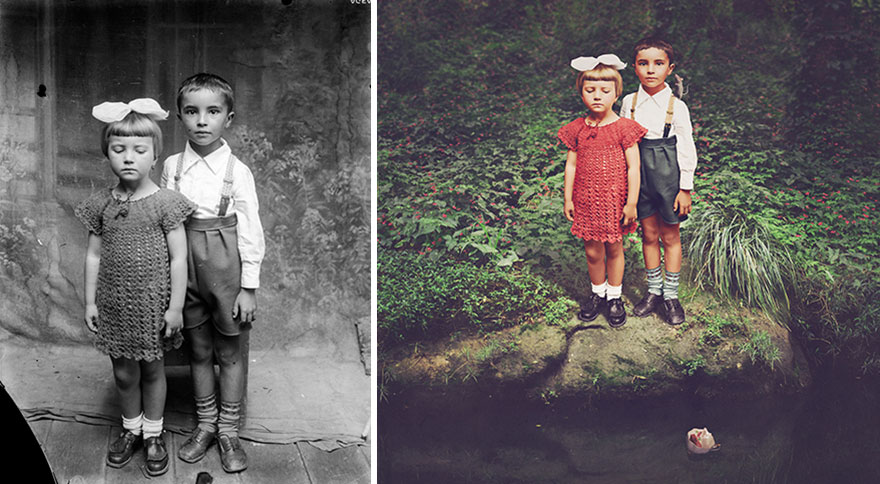 old-photos-recoloured-siblings